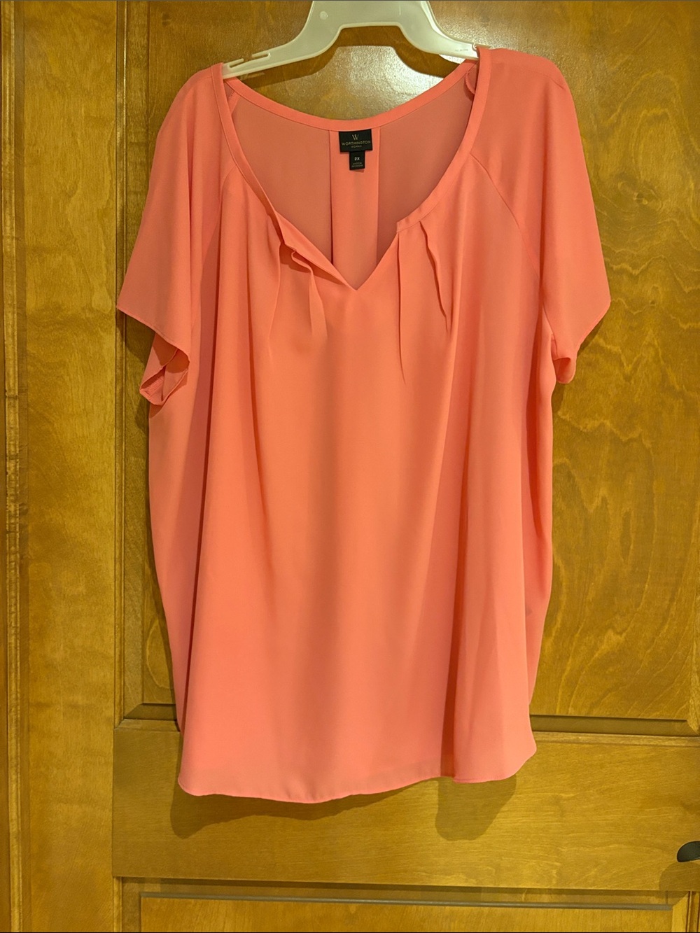 Worthington Women's Coral Pink Short Sleeve Blouse